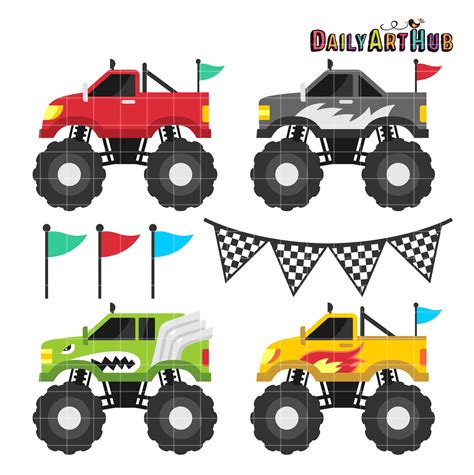 Monster Trucks Clip Art Set – Daily Art Hub // Graphics, Alphabets & SVG