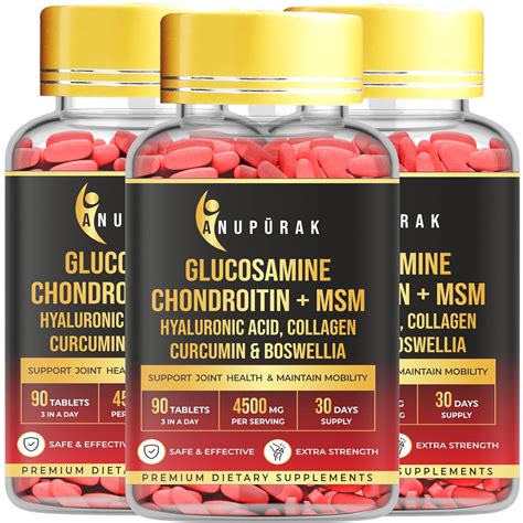 ANUPURAK Triple Strength Glucosamine Chondroitin MSM 4500mg Joint ...