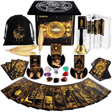 Amazon.com: 78 Tarot Cards with Guide Book, Black Tarot Deck Gift Set ...