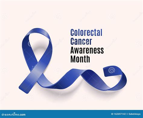 Colorectal Cancer Awareness Month Banner with Dark Blue Ribbon Loop ...