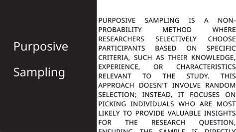 Purposive Sampling in Practical Research Quantitative | PPTX