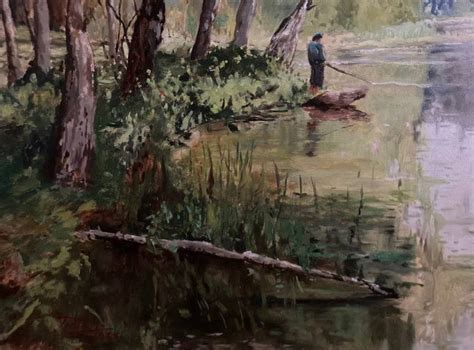 Forest edge lakeshore Painting by Dávid Prokaj | Saatchi Art Thailand
