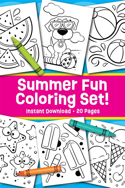 Summer Fun Coloring Page Set Instant Download Pool Party - Etsy in 2025 ...