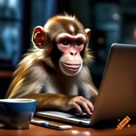 Monkey in a suit working on a computer on Craiyon