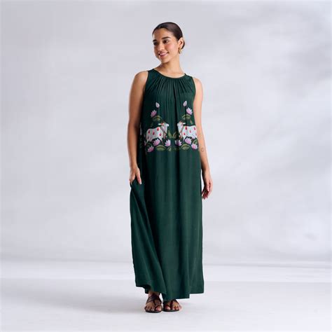 Buy Surbhi Shantoon Maxi Dress - Emerald Green | Rustorange