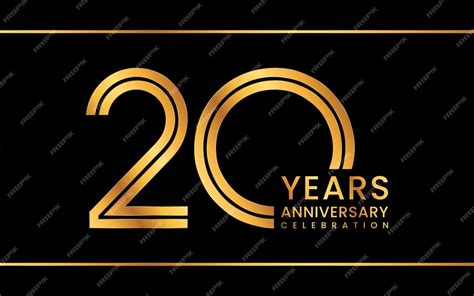 20-jähriges Jubiläum Logo-Design mit goldener Farbe Line Art Stil Logo ...