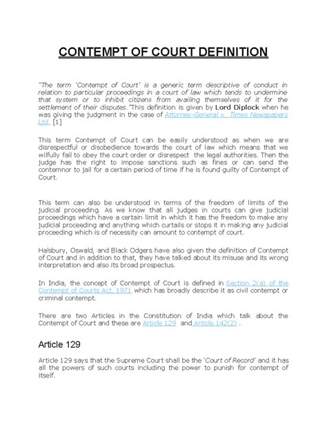 Contempt Of Court Meaning