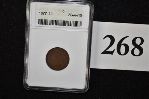 Lot - 1877 Indian Cent, Graded “G6” ANACS, Indian Head Penny