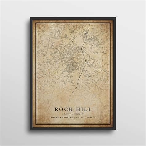 Rock Hill Map South Carolina Rock Hill Map Print Rock Hill - Etsy