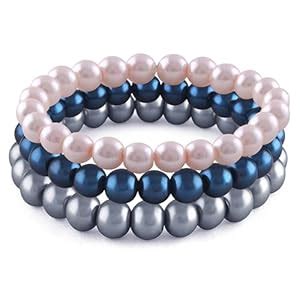 Buy JFL-Jewellery for Less Combo of 8mm Faux Pearl 3 Stretchable ...