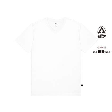 Jual Aerostreet T Shirt Reguler V Neck Polos Cerah Kaos T-Shirt KBVAA ...