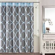Blue And Grey Shower Curtain by Studio 3b Fret Shower Curtain In Grey Blue Bed Bath Blue And Grey Shower Curtain