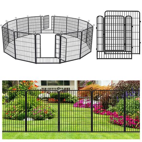 Jhsomdr 32Ft x 40in Decorative Metal Garden Fence, 14 Panels Animal ...