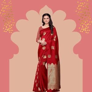 Buy Grensi Crafts Women's Jacquard Banarasi Silk Saree with Blouse ...