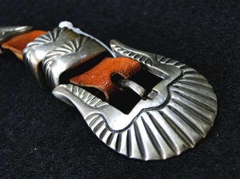 80's Bruce Erickson by Navajo ヘビー ヴィンテージ 4ピース ディープ チャネリング レンジャー バックル ...