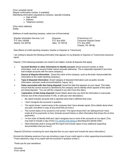 50 Best Credit Dispute Letters Templates [Free] ᐅ TemplateLab