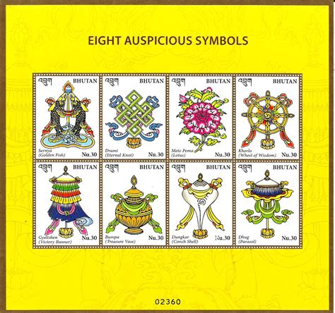 Eight Auspicious Symbols of Buddhism-Bhutan Miniature Sheet 2016 ...