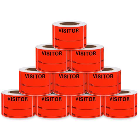 Aleplay Visitor Pass Fluorescent Red Visitor Identification Labels ...