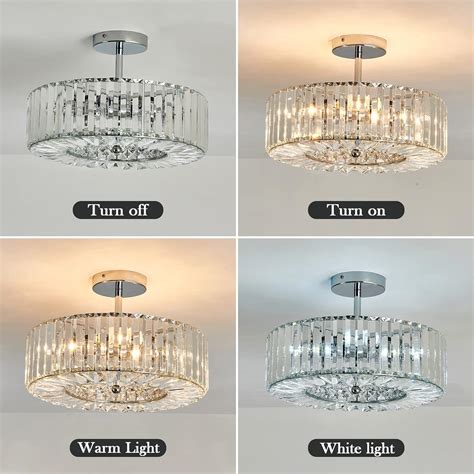 Piepooye 4 Lights Modern Crystal Chandelier Chrome Round Semi India | Ubuy