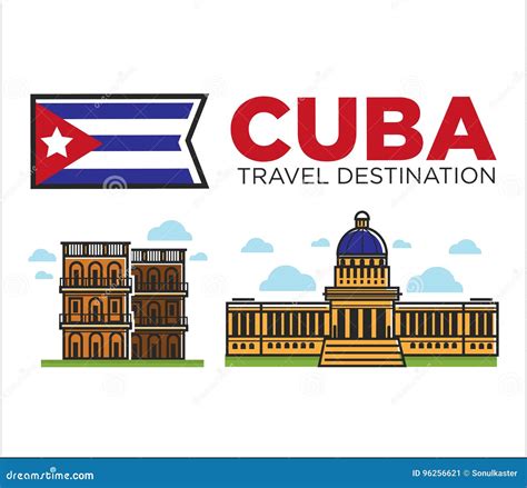 Cuba Travel Famous Landmarks and Sightseeing Vector Havana Icons Stock ...