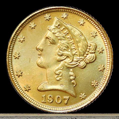 1907 Five Dollar Liberty Head Half Eagle Gold Plated Coin ...