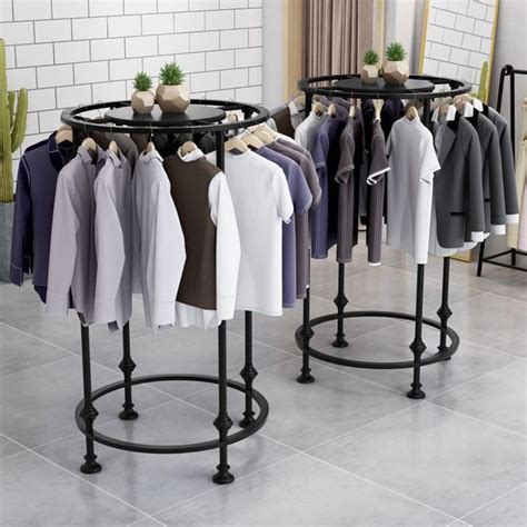 27.5in Round Clothes Rack with Top Shelf, Metal Clothing Display Stand ...