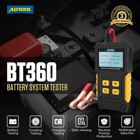 AUTOOL BT360 12V เครื่องทดสอบแบตเตอรี่รถยนต์ CCA 20-2000 การวินิจฉัย ...