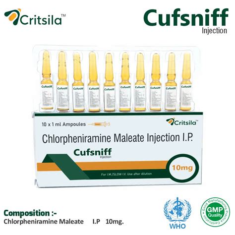 Cufsniff Injection | Chlorpheniramine Maleate 10mg Injection | Allergy ...
