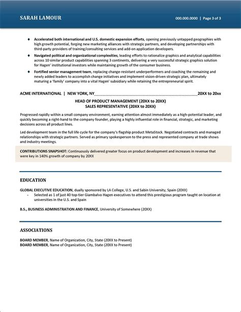 Executive Level Resume