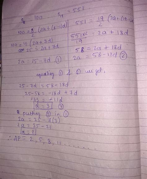 The sum of first 8 terms of an ap is 100 and the sum of its 19th terms ...