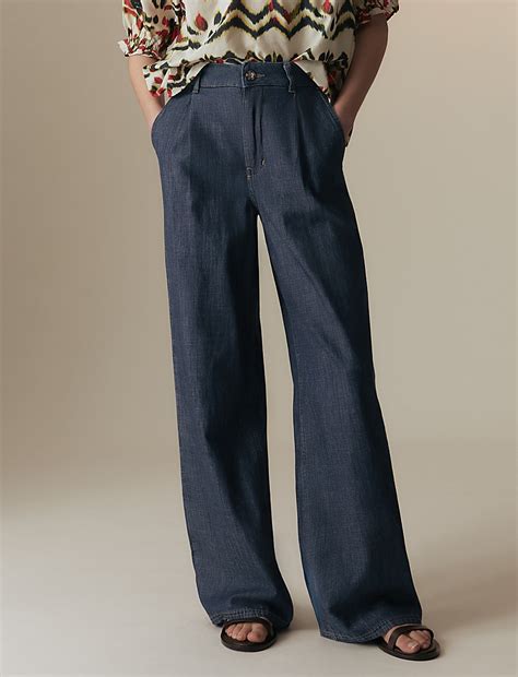 Buy Pure Cotton High Waisted Wide Leg Jeans at Marks & Spencer