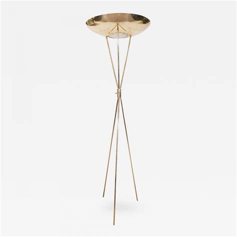 Gerald Thurston - Mid Century Modernist Brass Tripod Floor Lamp by ...