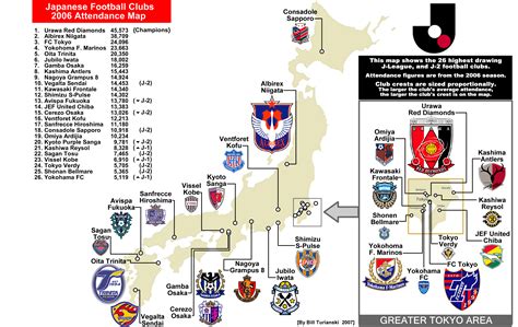 Map Of Japan League 1 Teams