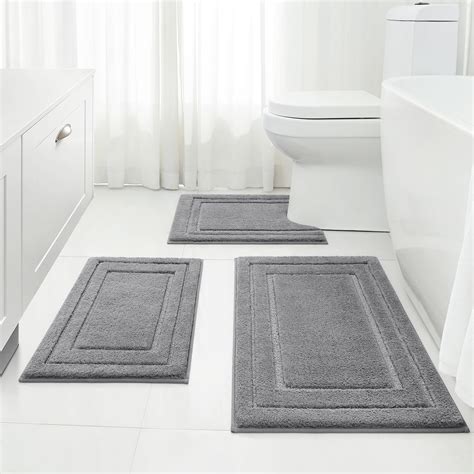 HOMEIDEAS Bathroom Rugs Sets 3 Piece, Super Soft and Absorbent Non Slip ...