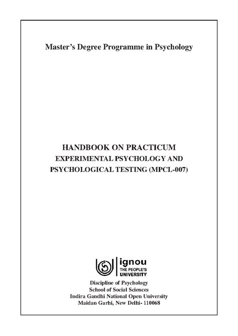 MPCL-007 Practicals Clinical Psychology with brief pointers - masters ...