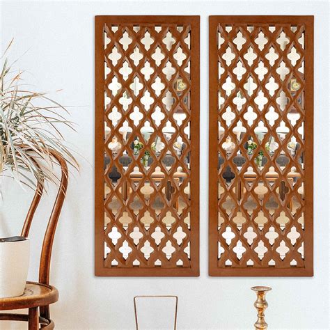Buy Timberly Wall Mirror Decor Panel Wooden Hanging Jharokha ...