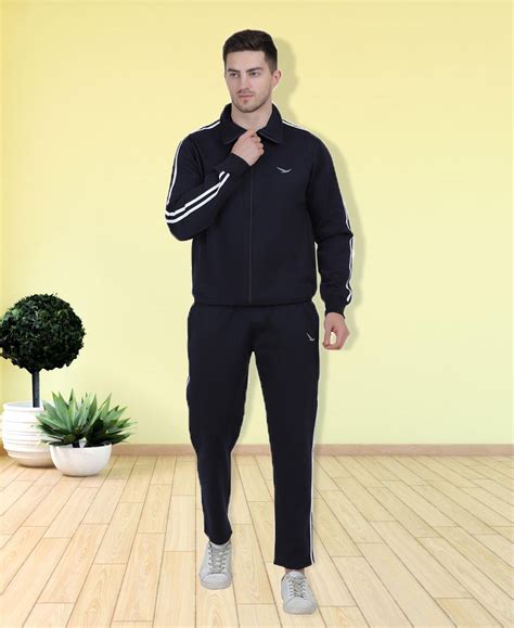 Buy HiFlyers Mens Navy Regular Fit Solid Fleece Tracksuit| TTBazaar – T ...
