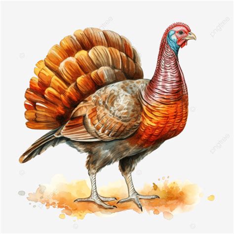 Watercolor Turkey Bird Drawing, Thanksgiving Day Holiday Vector ...