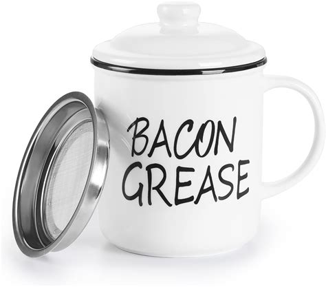 Amazon.com: Bacon Grease Saver with Strainer - Farmhouse Kitchen ...