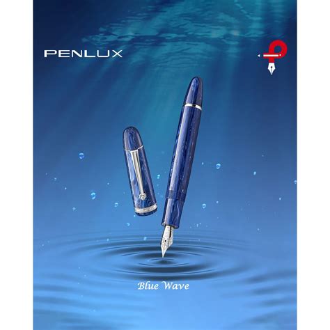 Penlux Masterpiece Grande Fountain Pen – Blue Wave, Steel Nib | Piston ...