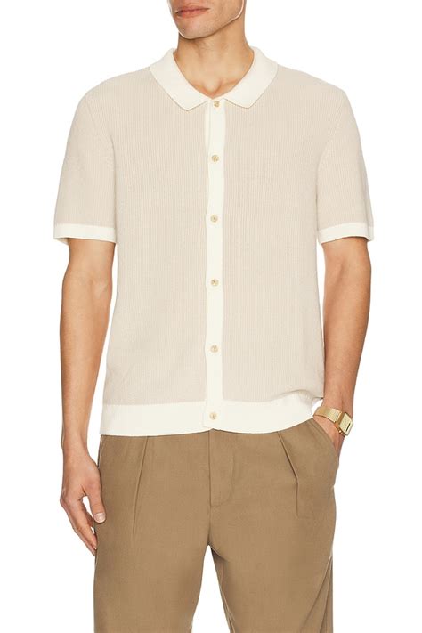 onia Linen Button Up Sweater Shirt in Stone & Egret | REVOLVE