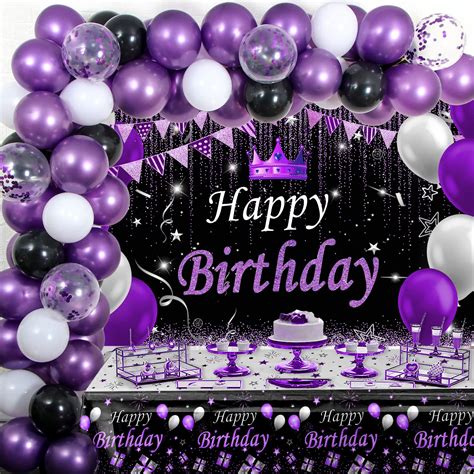 Purple and Black Party Decorations for Women, Purple Birthday ...