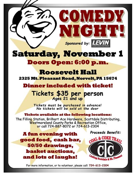 COMEDY NIGHT! - Proceeds benefit: Coal & Coke Trail , Roosevelt Hall ...