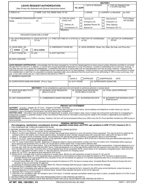 1991 Form AF IMT 988 - Blank Fillable Template | Fill Out, Print ...