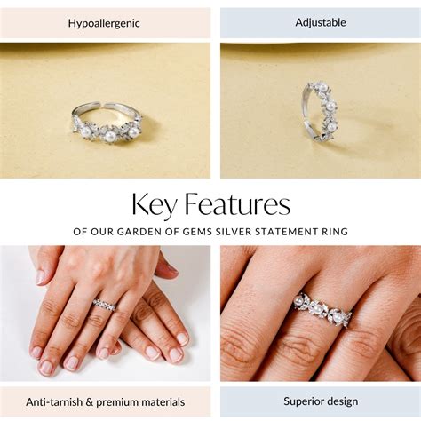 Ring Online - Premium Garden Of Gems Silver Statement Ring | Nestasia