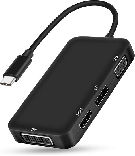 Buy USB C to HDMI VGA DVI DP Adapter, MOYOON 4 in 1 USB C Multiport 4K ...