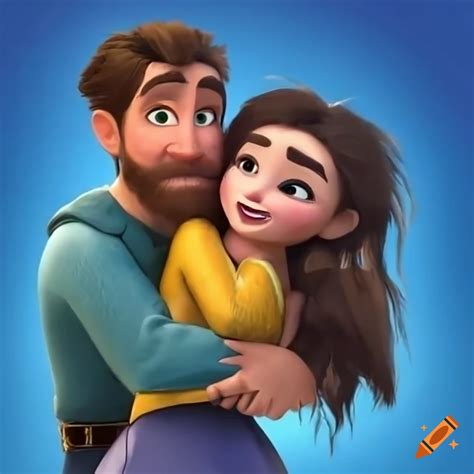 Cartoon couple hugging in disney style on Craiyon