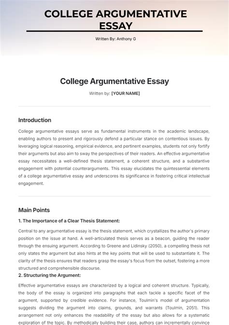 Free Argumentative Essay Templates, Editable and Printable
