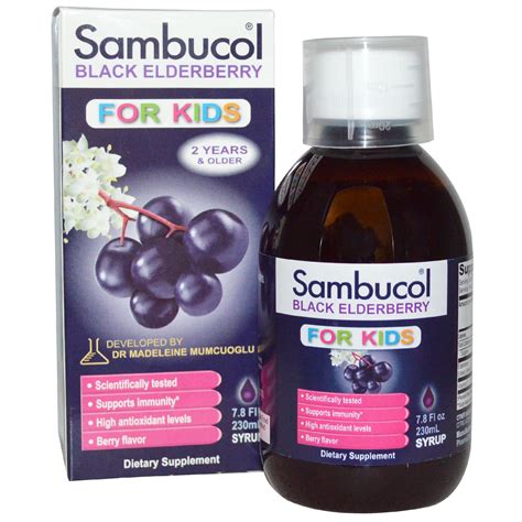 Sambucol, Black Elderberry, For Kids Syrup, Berry Flavor, 7.8 fl oz ...