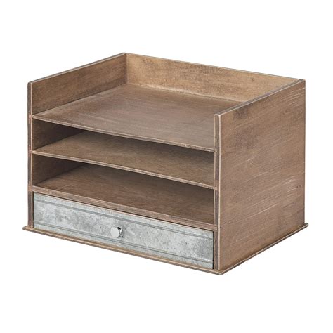 Kate and Laurel Industrious Desktop Wood Letter Tray with 3 Trays and ...